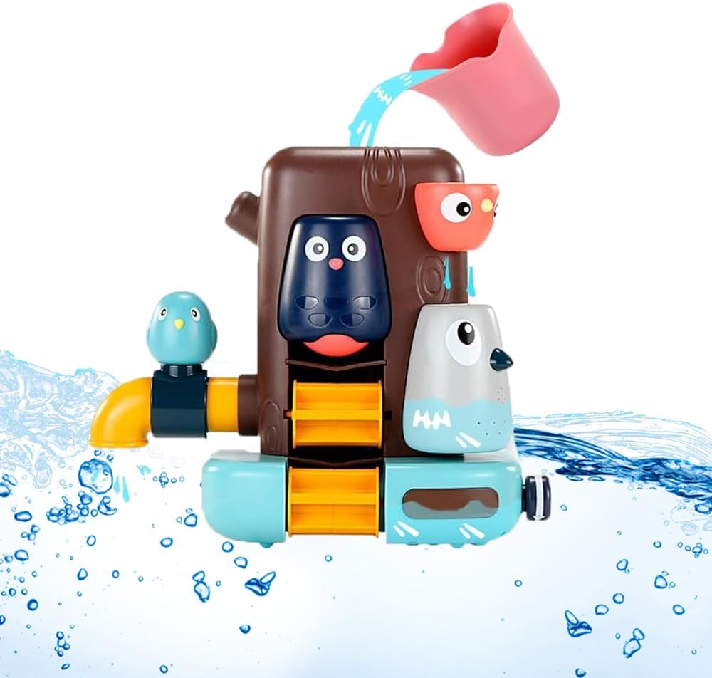 Baby Bath Toys for Toddlers 1-3, Baby Bathtub Waterfall Toy with Suction Cup, Spinning Water Wheel & Pouring Cups,Sensory Babys Toys, Bathtub Wall Toys for Kids for 1 2 3 Year Old Boys Girls