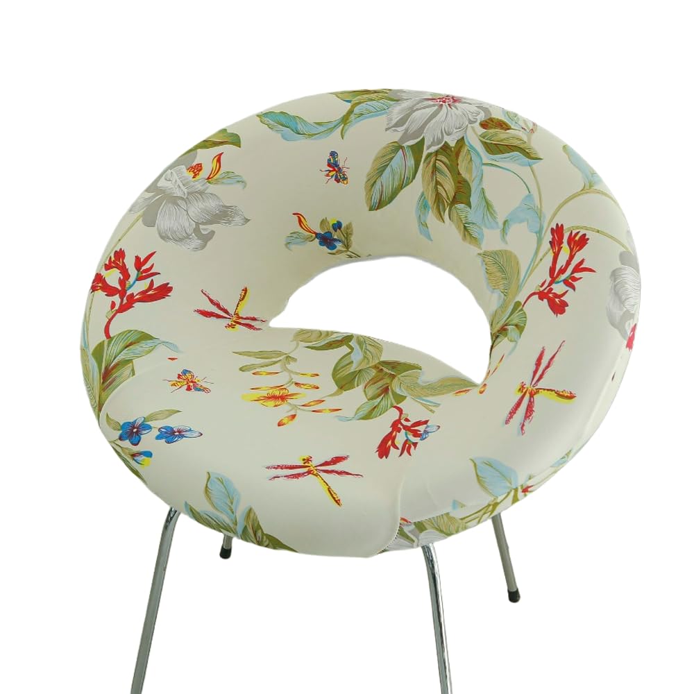 Liwlliua Spring Breeze B Swivel Bar Stool Chair Covers, Hollow Backrest Stretch Chair Cover Slipcovers For Round Curved Back Vanity Chairs Bar Stools, Washable Kitchen Chair Slipcovers,,4Pcs