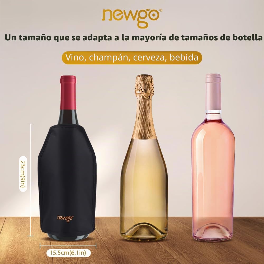 NEWGO Funda refrigeradora para botellas de vino o champán, de tela repelente al agua reutilizable y flexible, Funda para botella de vino Holiday