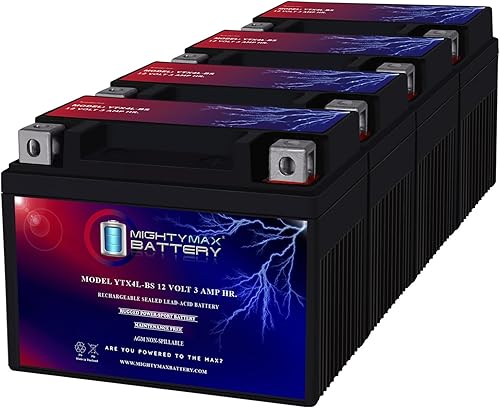 Miniatura 1 de Mighty Max Battery YTX4L-BS Repuesto para Coolster 110CC GK-6110A - Paquete de 4
