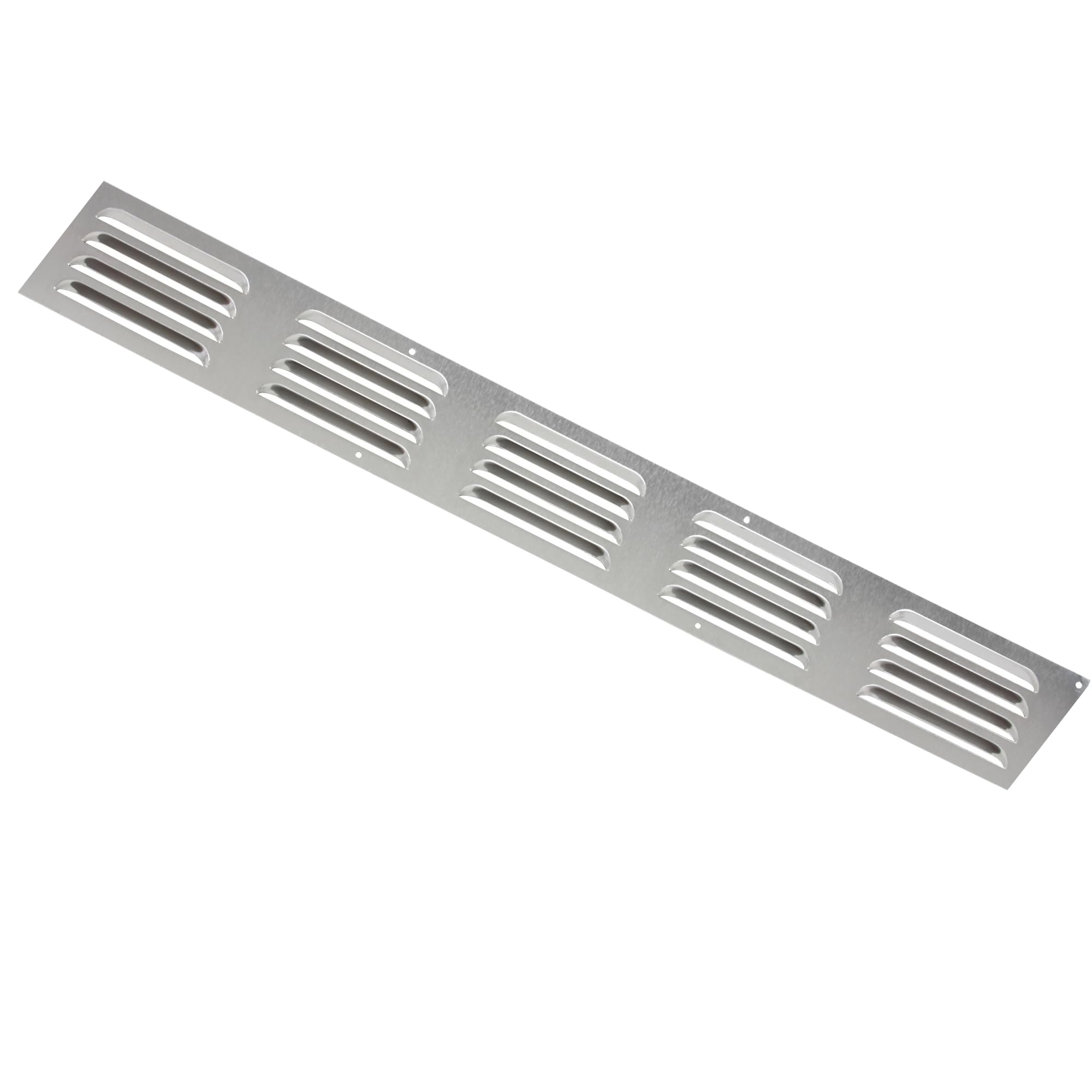 Map Chrome Aluminium Louvre Door Vent 466X51mm 18"X2" Air Grate Plinth, Kitchen Worktop Grille Cover, Silver