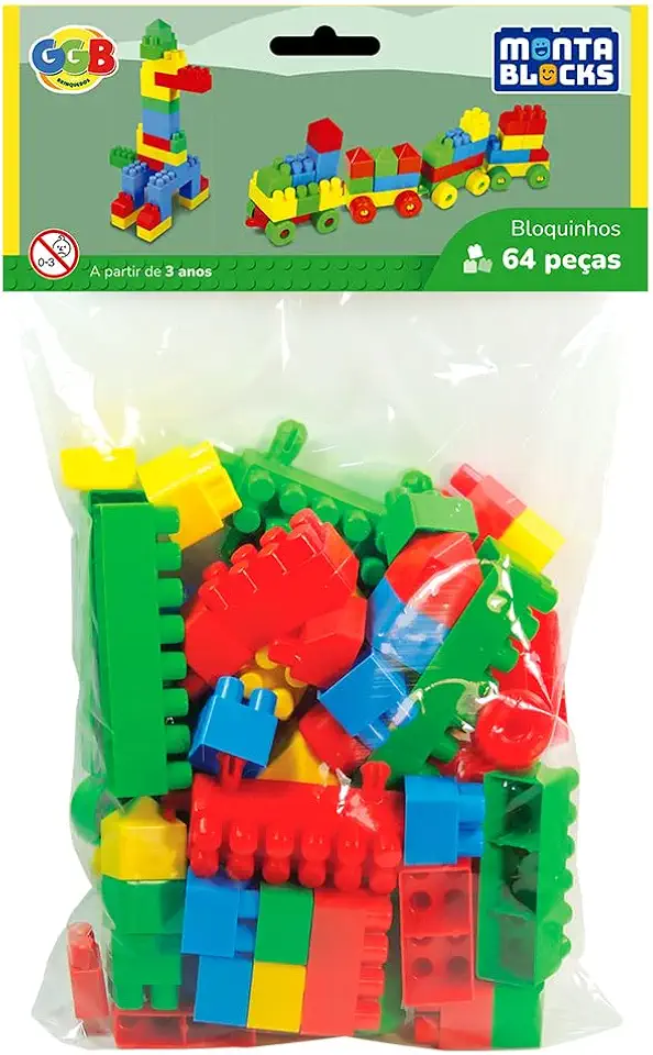 Blocos de Montar Bloquinhos 64 Peças, GGB Plast