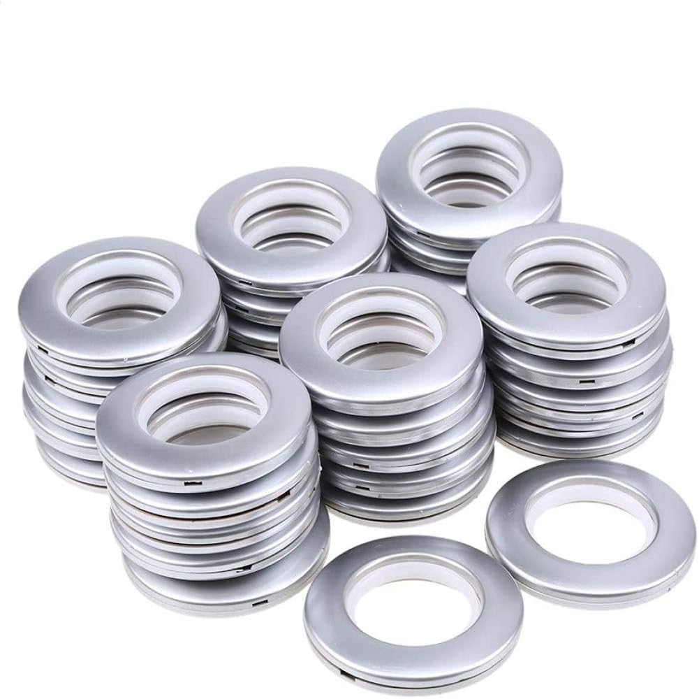 32PCS Curtain Grommet, DeSS Curtain Eyelet Rings Clips Inner Diameter 40mm DIY Rings for Window Curtain Shower Curtain Matt Silver