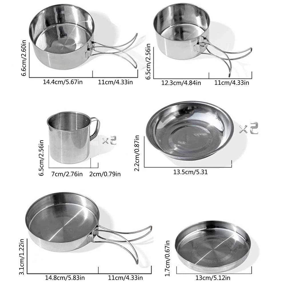 RWRAPS 8 unids/Set de Utensilios de Cocina para Acampar, Juego de Cocina de Aluminio para Exteriores, hervidor de Agua, vajilla de Barbacoa para Picnic de Viaje, Cuencos portátiles