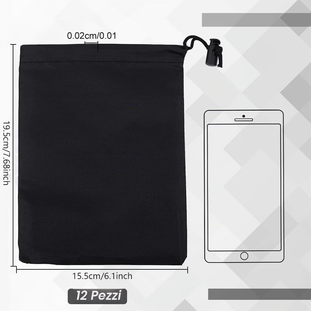 NBEADS 12pz Sacchetti con Coulisse in Poliestere, Sacchetti di Nylon Nero 19.5x15.5 cm Sacchetti di Immagazzinaggio Sacchetti Regalo A Levetta Sacchetti per Gioielli da Viaggio A Casa per Lo Sport