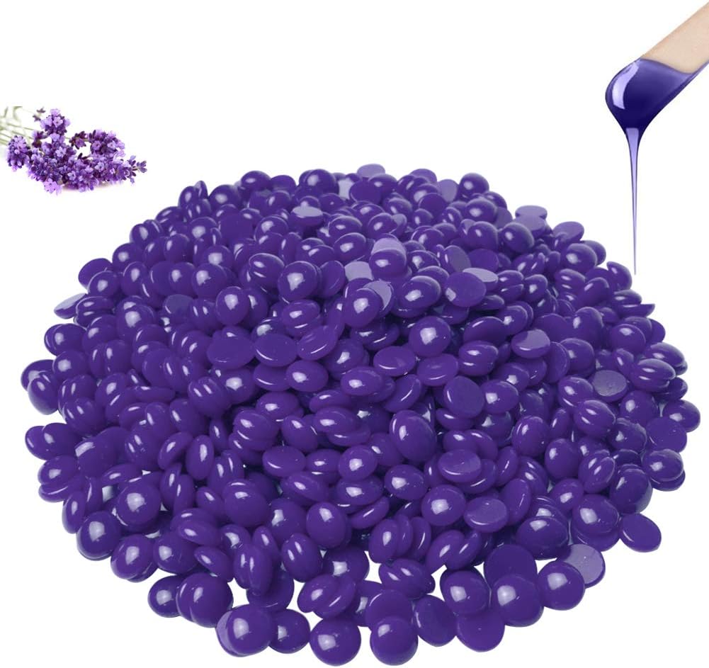 Wax Beads 300 g,LuolLove Professional Natural Depilatory Hard Wax Beans for Men Women Full-Body Hair Removal,No Strip Needed (Lavender)