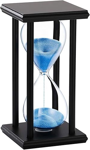 Miniatura 8 de SuLiao Reloj de Arena de Madera de 30 Minutos, Soporte de Madera Negro Temporizador de Arena, Reloj de Arena Negro de 30 Minutos, Antiguo Reloj de