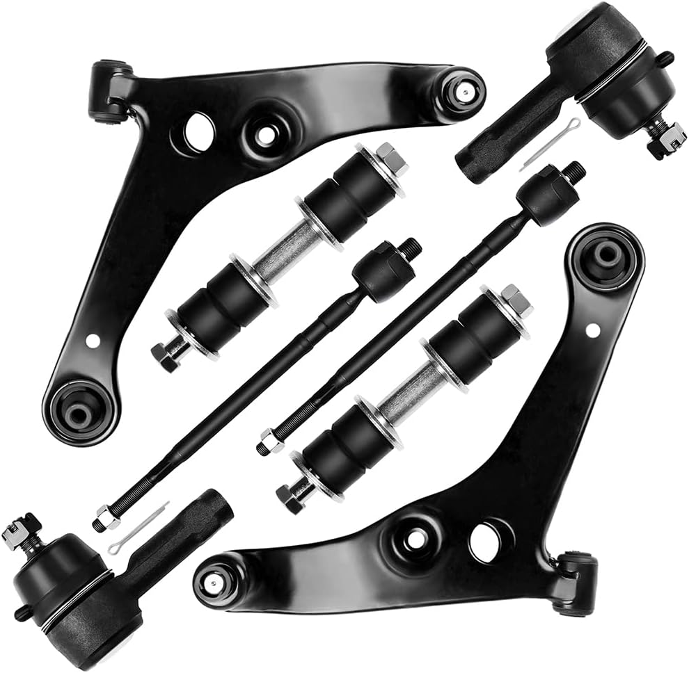 SCITOO 8pcs Suspension Kit - 2 Front Lower Control Arm w/Ball Joint 4 Inner & Outer Tie Rod End 2 Rear Stabilizer Bar Link Compatible Fit 2002 2003 2004 2005 2006 For Mitsubishi Lancer K90247