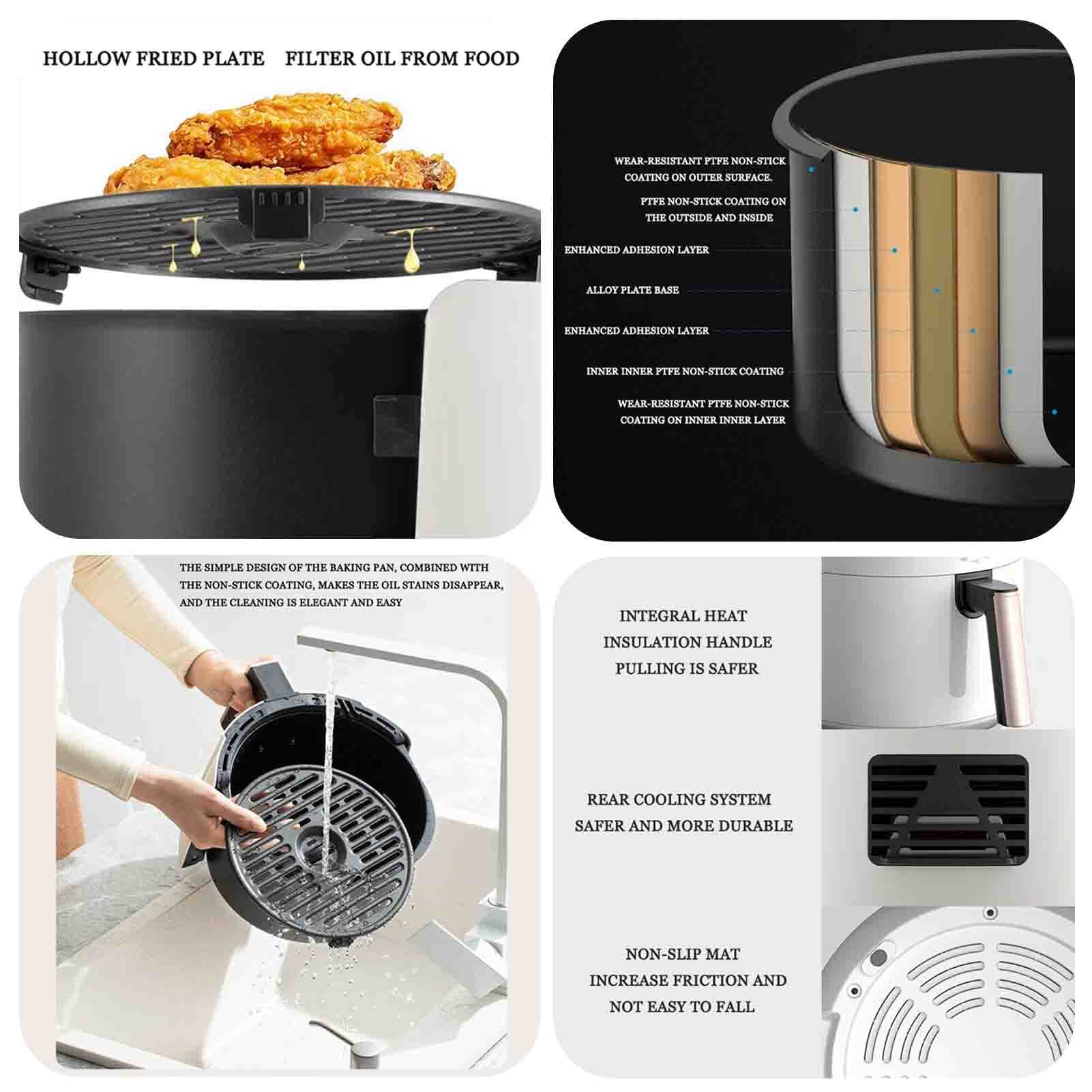5L beztłuszczowa frytkownica powietrzna, frytkownica powietrzna, kompaktowy piekarnik frytkownicy powietrznej, smażenie Y, nieprzywierająca, 1500 W Dzień Pamięci Safehappy