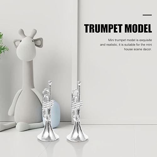 Miniatura 4 de NUOBESTY Trompeta musical en miniatura, modelo de instrumento musical de plástico, juguetes de trompeta, mini adornos decorativos de instrumentos