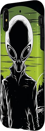 Vista 5 de iPhone 14 Pro Cute Green Alien Head UFO Space Face Alien Case