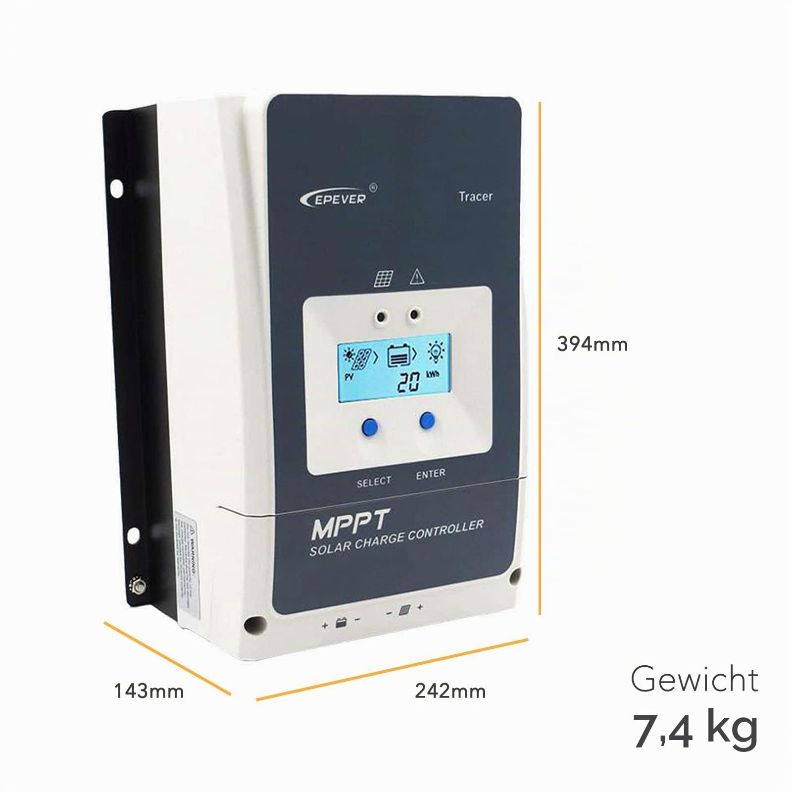 EPEVER Tracer-AN MPPT Laderregler solar charge controller 12/24/36/48V auto work (Tracer10415AN, 100A)