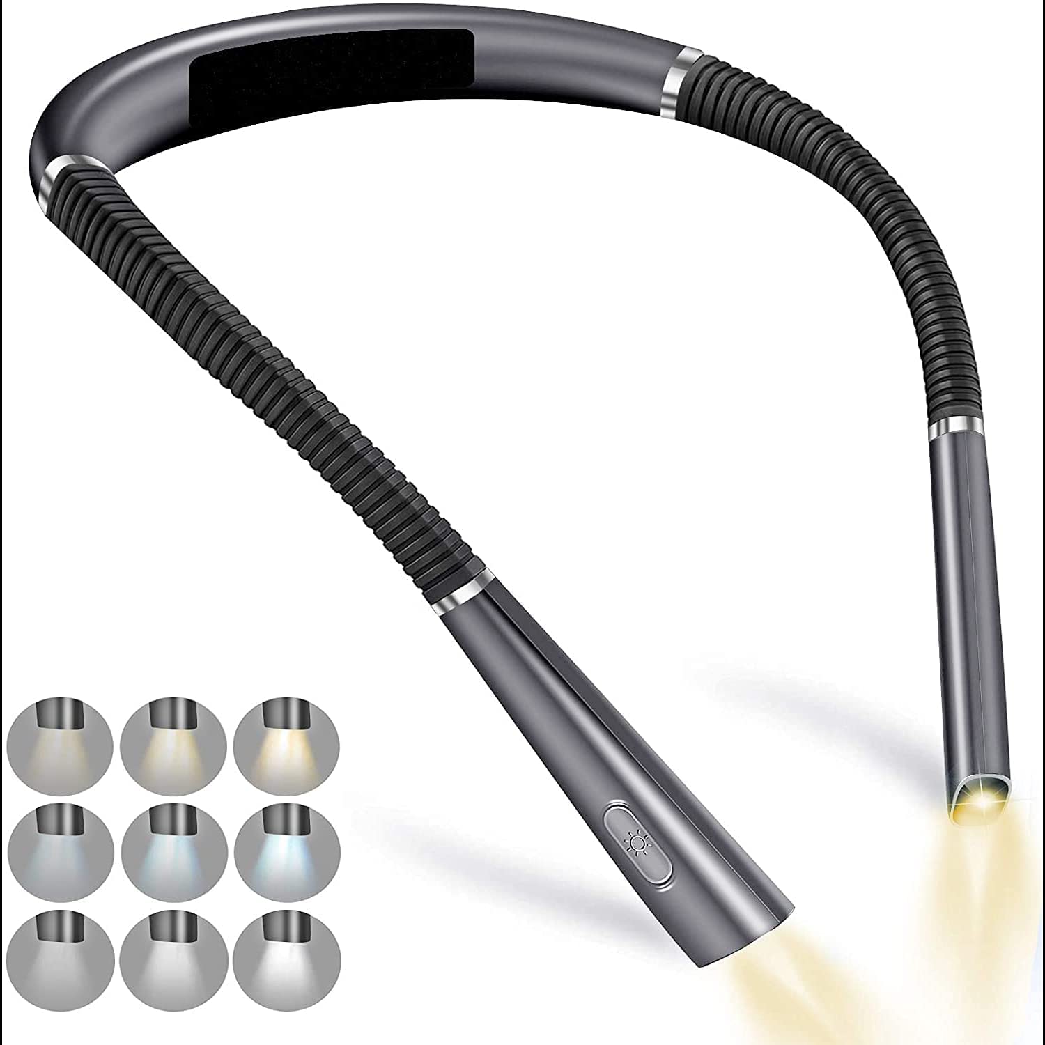 CBEX LED Neck Reading Light, Book Light for Reading in Bed, 3 Colors, 6 Brightness Levels, Bendable Arms, Rechargeable, Long Lasting, Perfect for Reading, Knitting, Camping, Repairings
