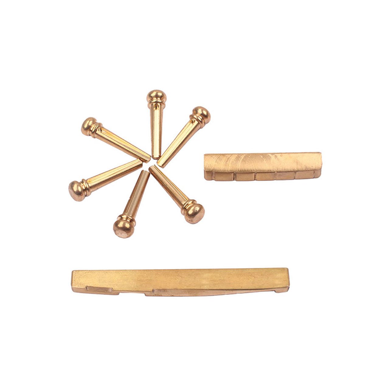 Sharplace Sattel Und Nuss Set Aus Messing – Für Akustische Gitarre, Inkl. 6 Brückenpins