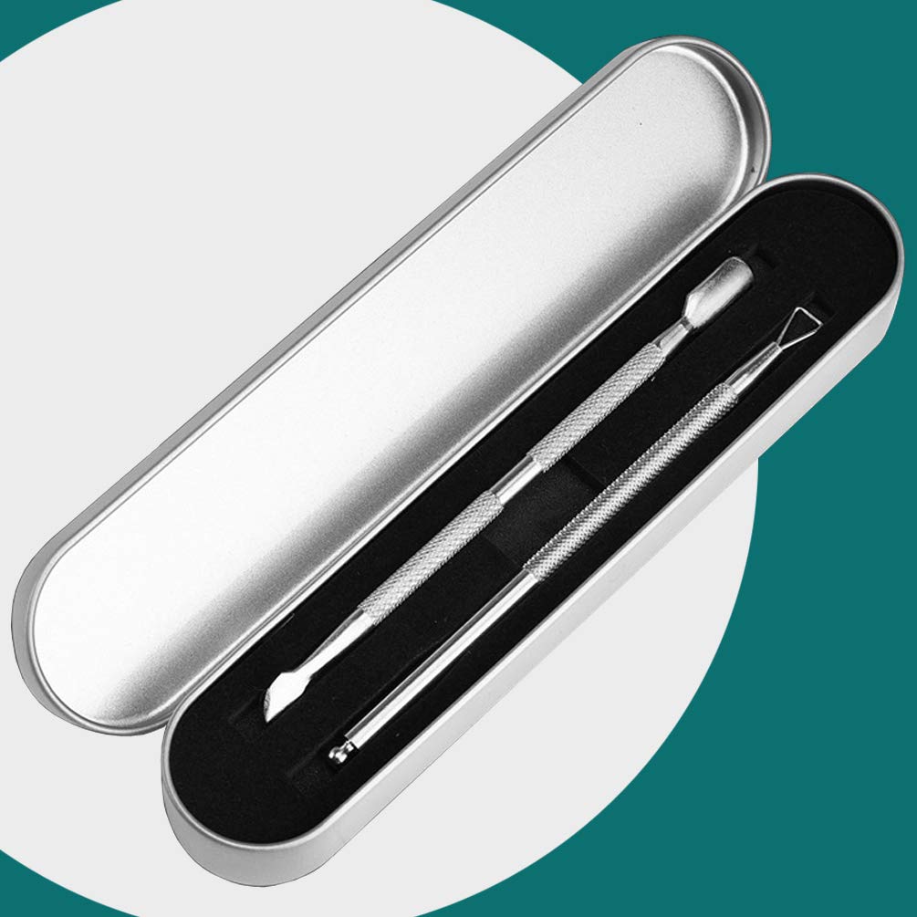 KINGMAS Nail Cuticle Pusher Cutter Set in metal storage box