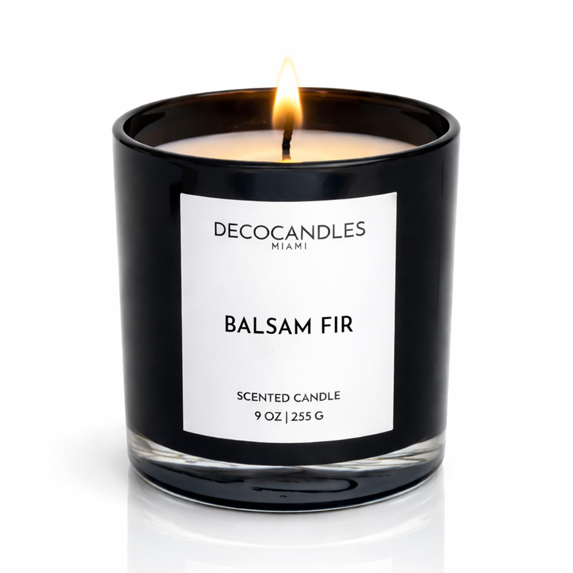 Urban Concepts by DECOCANDLES - Highly Scented Soy Candle - Long Lasting - Hand Poured in USA (9 Oz. Black Jar, Balsam Fir)