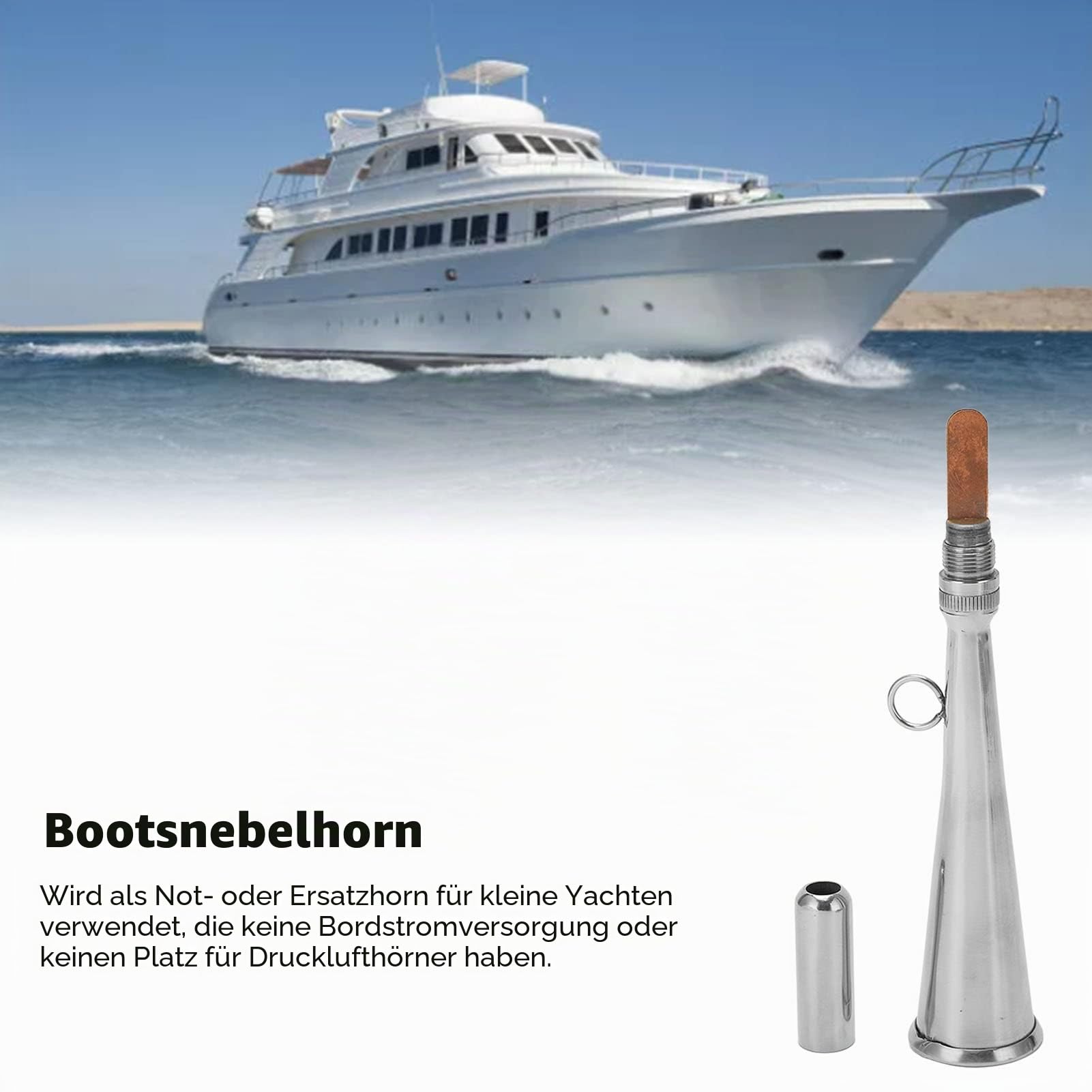 Yosoo Nebelhorn Kinder Handnebelhorn aus 304 Edelstahl – Signalhorn mit abnehmbarem Mundstück – Akustisches Warnsignal für Boot & Yacht – Sicherheitsausrüstung für Nebel und schlechte Sicht