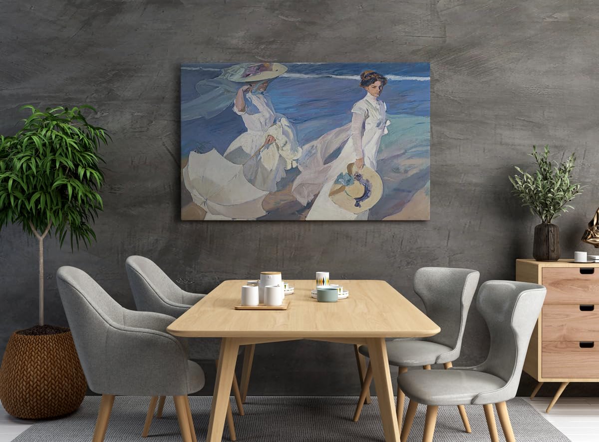 Paseo a la Orilla del Mar | Joaquín Sorolla | Luminismo | Cuadro Canvas Wall Art | Impresión Giclée lienzo algodón puro | Bastidor 3cm | 55x75cm