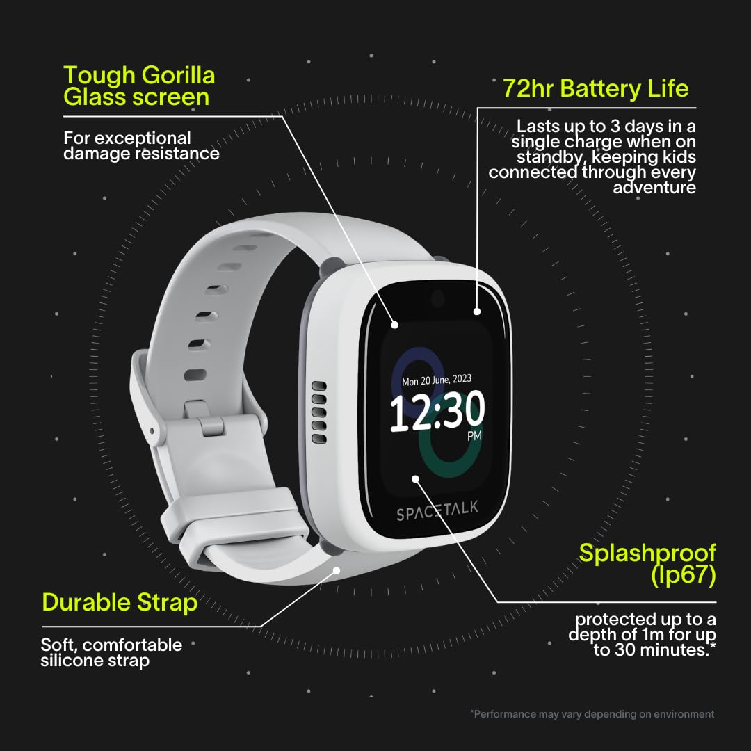 SPACETALK Loop Smartwatch: libertà e sicurezza a tutte le età, richiede nano SIM con abbonamenti alle app chiamate/SMS/dati, localizzatore GPS 4G, chiamate vocali, SMS e chat, zone sicure, SOS di