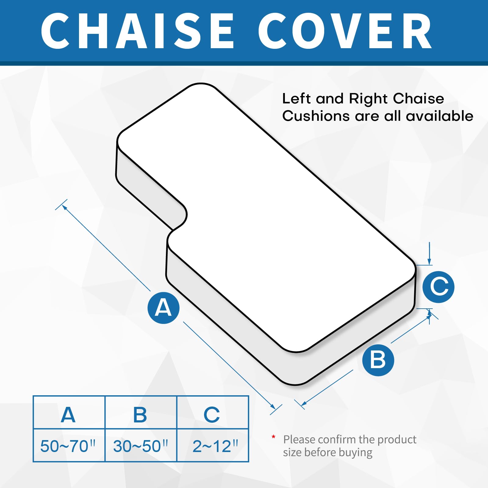 ZNSAYOTX Sectional Couch Covers for L Shaped Chaise Lounge 1 Piece Separate Cushion Couch Universal Replacement Unique Pattern Furniture Protector with Elastic Bottom (Navy, Chaise Cover)