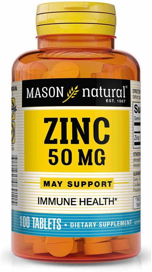 Mason Natural Zinc 50 mg Dietary Supplement - 100 Tablets, Pack of 3 Y
