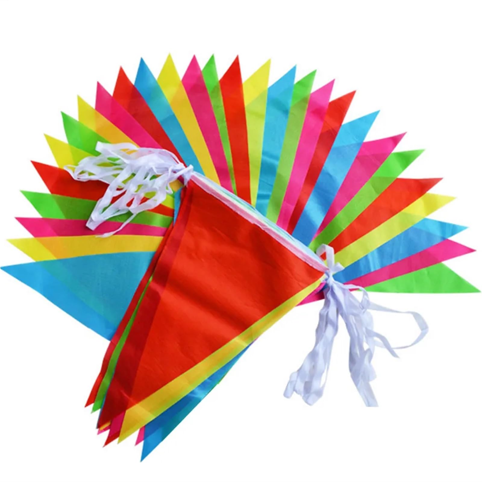 Baner z flagami, Baner z chorągiewkami, wielokolorowy, wiele rozmiarów, zestaw 6 nylonowych flag trójkątnych(100.0m150flags)