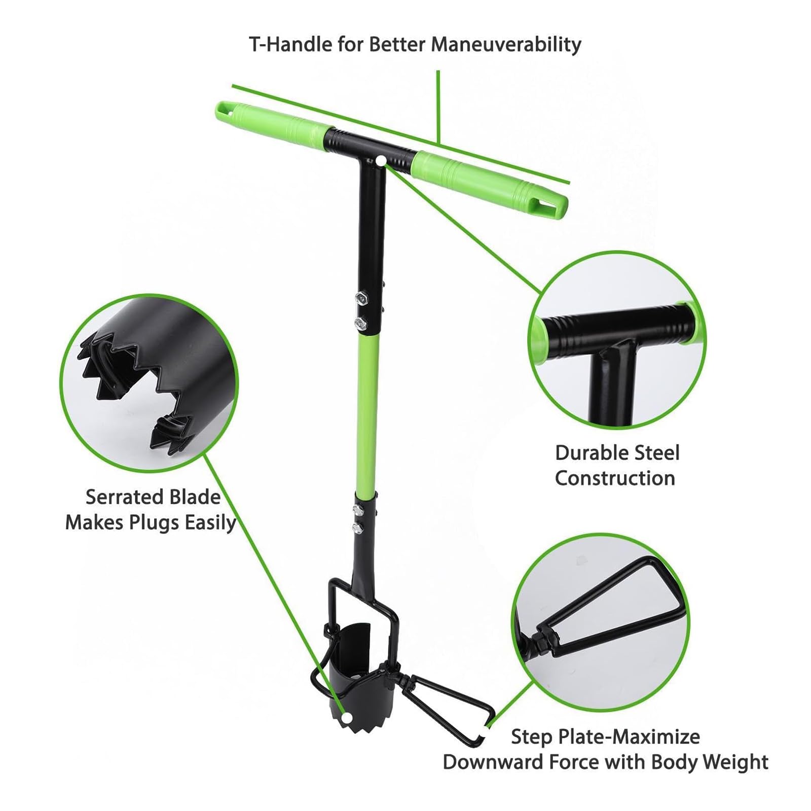 Trasplantador De Bulbos De Jardinería, Herramienta para Plantar Bulbos De Mango Largo, Plantador De Bulbos De Mango Largo con Base Dentada Y Pedal, Sin Necesidad De Manos Y Material Duradero