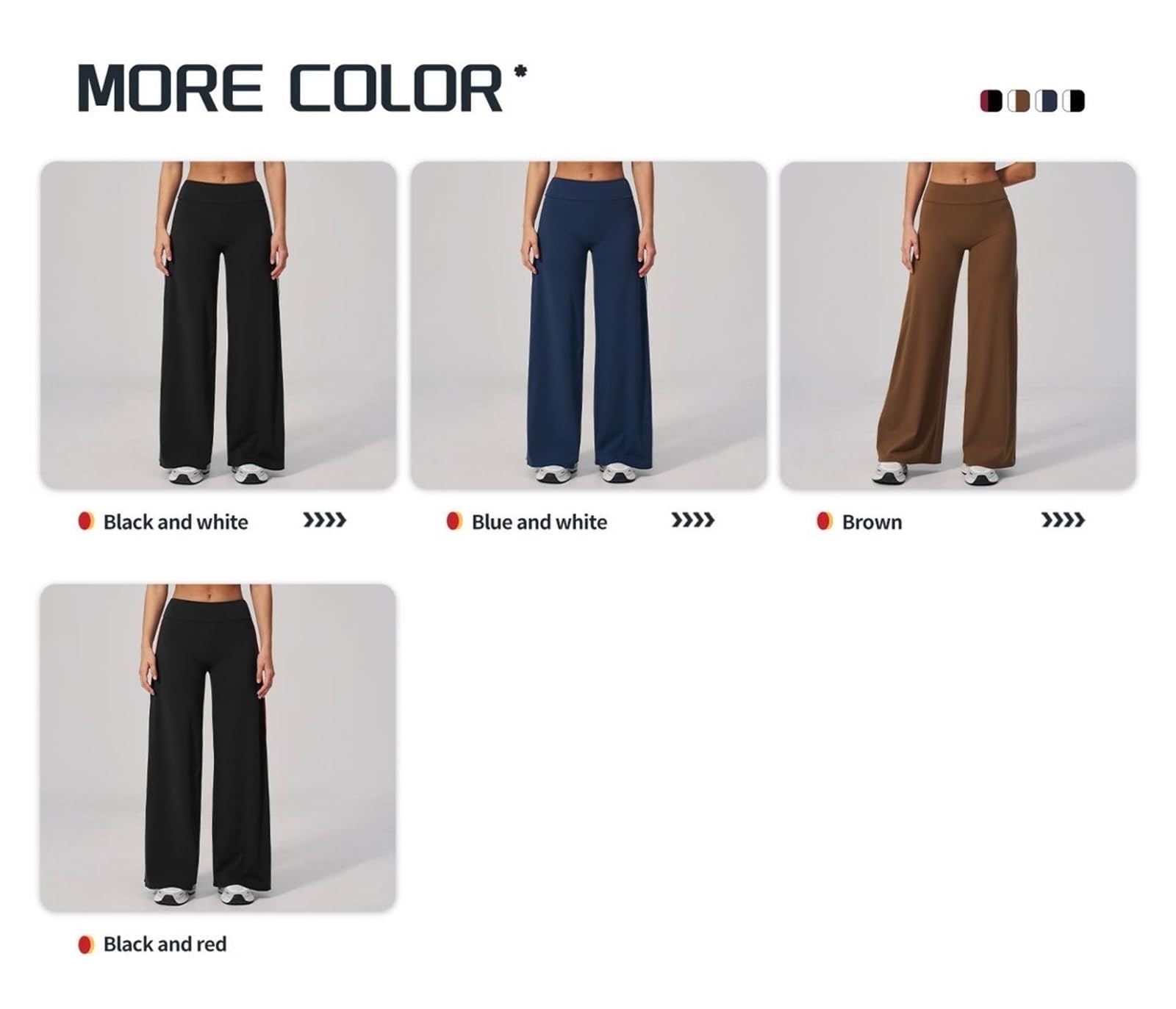 AWSQ23 Pantalones Yoga Mujer Cintura Alta - Control Barriga, Suaves y Elásticos, Pierna Ancha - Casual y Entrenamiento