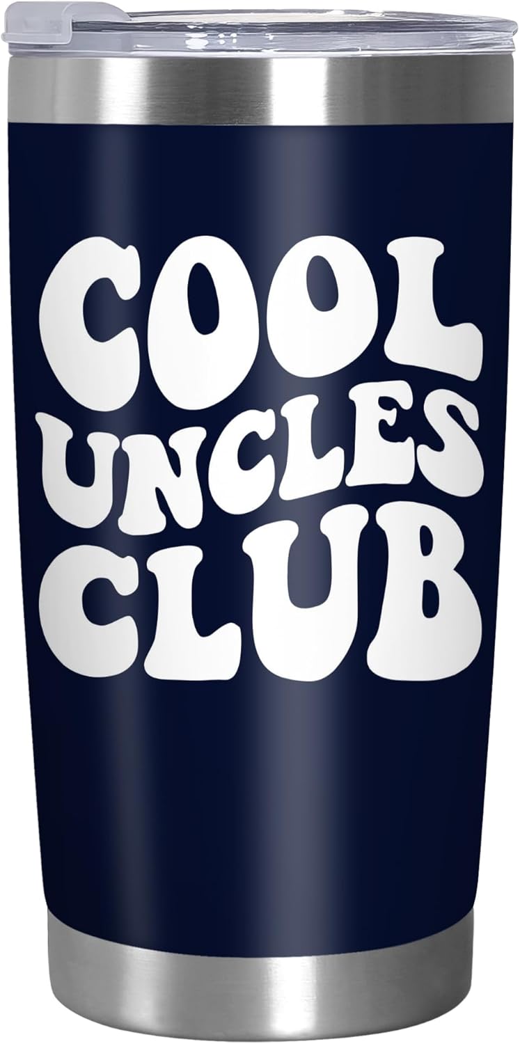 Funny Uncle Gifts from Niece Nephew - Uncles Club 20 oz Stainless Steel Insulated Coffee Tumbler with Lid - Father's Day Birthday Funny Gifts for Uncle Men Brother