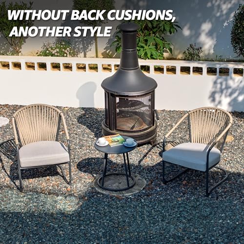 Natural Expressions NE-S3309C-RM0020-3-GY Outdoor Bistro Set, 3 Piece Patio Furniture Rocking Chairs Set Of 2, No Assembly Required Balcony Porch Chair Metal Table 9 Inch Thick Cushion thumb #3