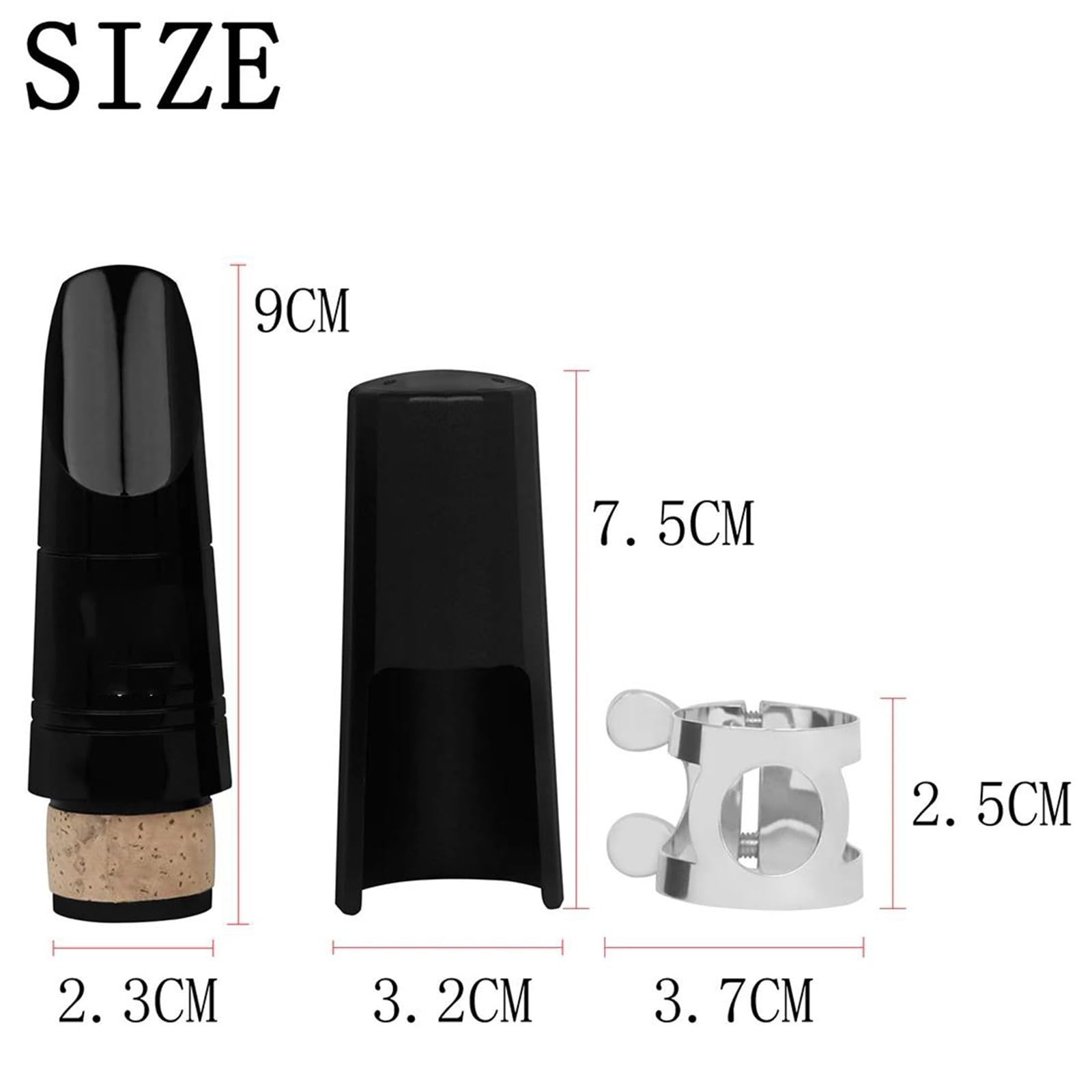 Partes del clarinete Juego De Boquillas Para Clarinete Con Ligadura Tapa De ABS Clip De Presión De Metal Ajustable Accesorios Para Boquillas De Clarinete De Madera De Caucho