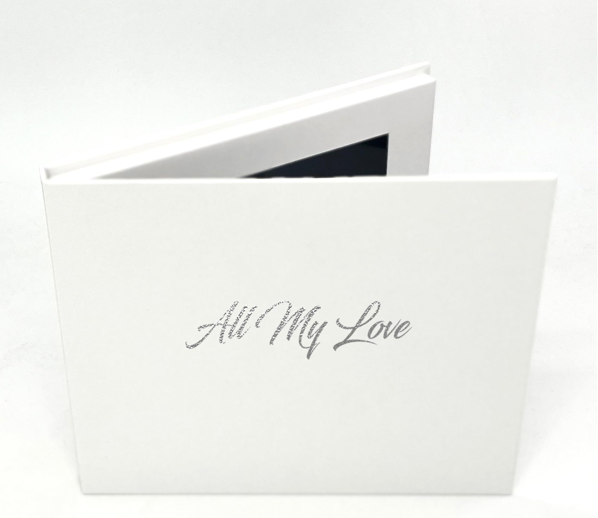 Talking Print 7" IPS HD Video Memory Book - 'All My Love' Silver Foiled on Cover - A5 Hard Backed Video Brochure - 4GB memory, allows 4 hours playtime