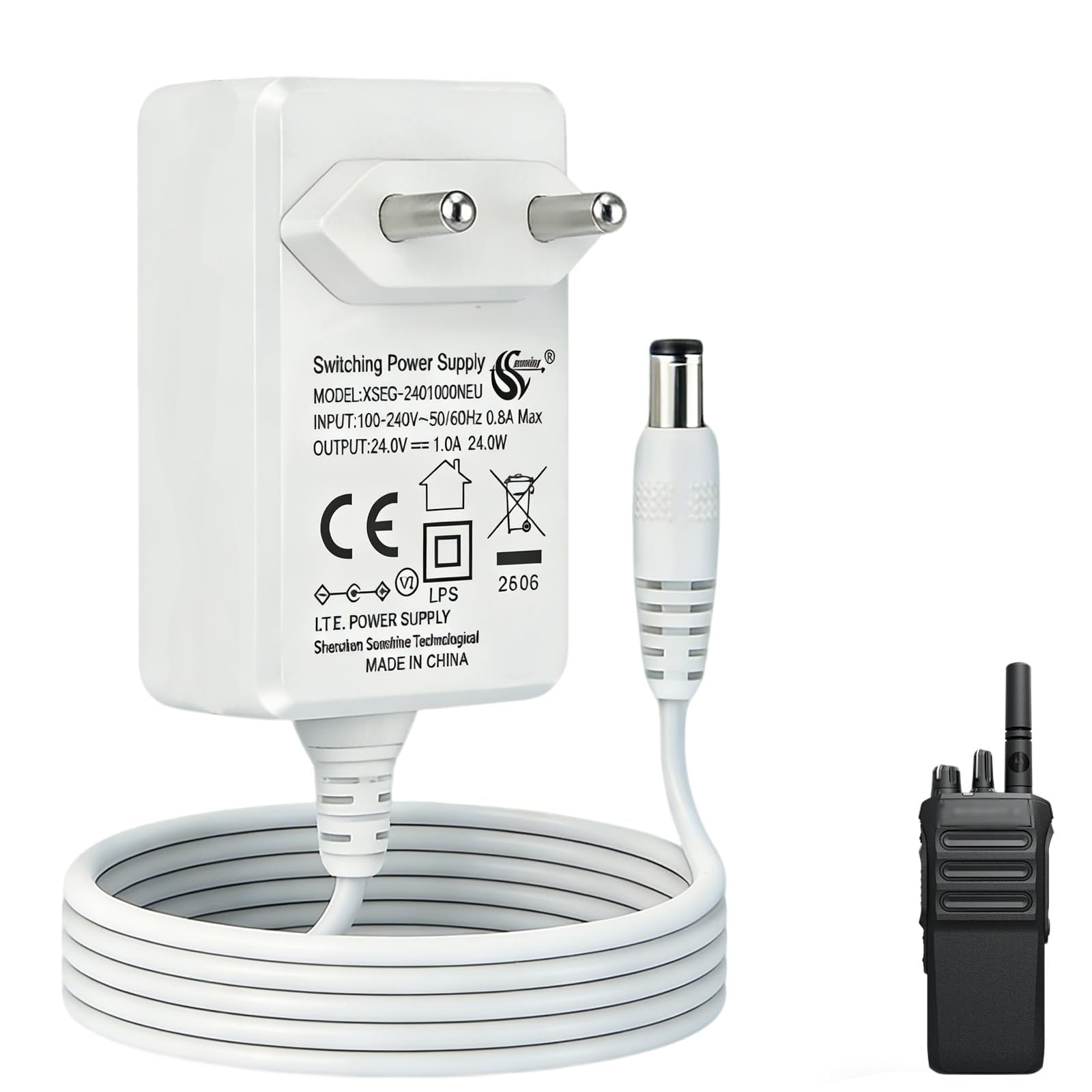 24V 1A Fuente de Alimentación Universal para Tiras LED, Adaptador 24W de Transformación AC 200-240V a DC 24V con Cable 1,5m, Enchufe EU, Conector DC 5,5 x 2,1mm, Cargador 24v — view 7