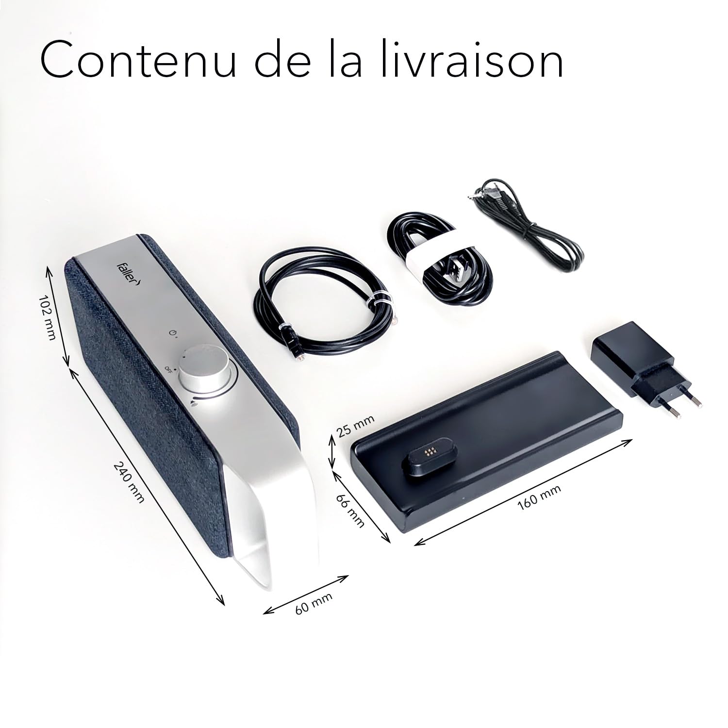 Faller Oskar Barre de Son sans Fil Technologie Clear Voice Compacte Portable Noir