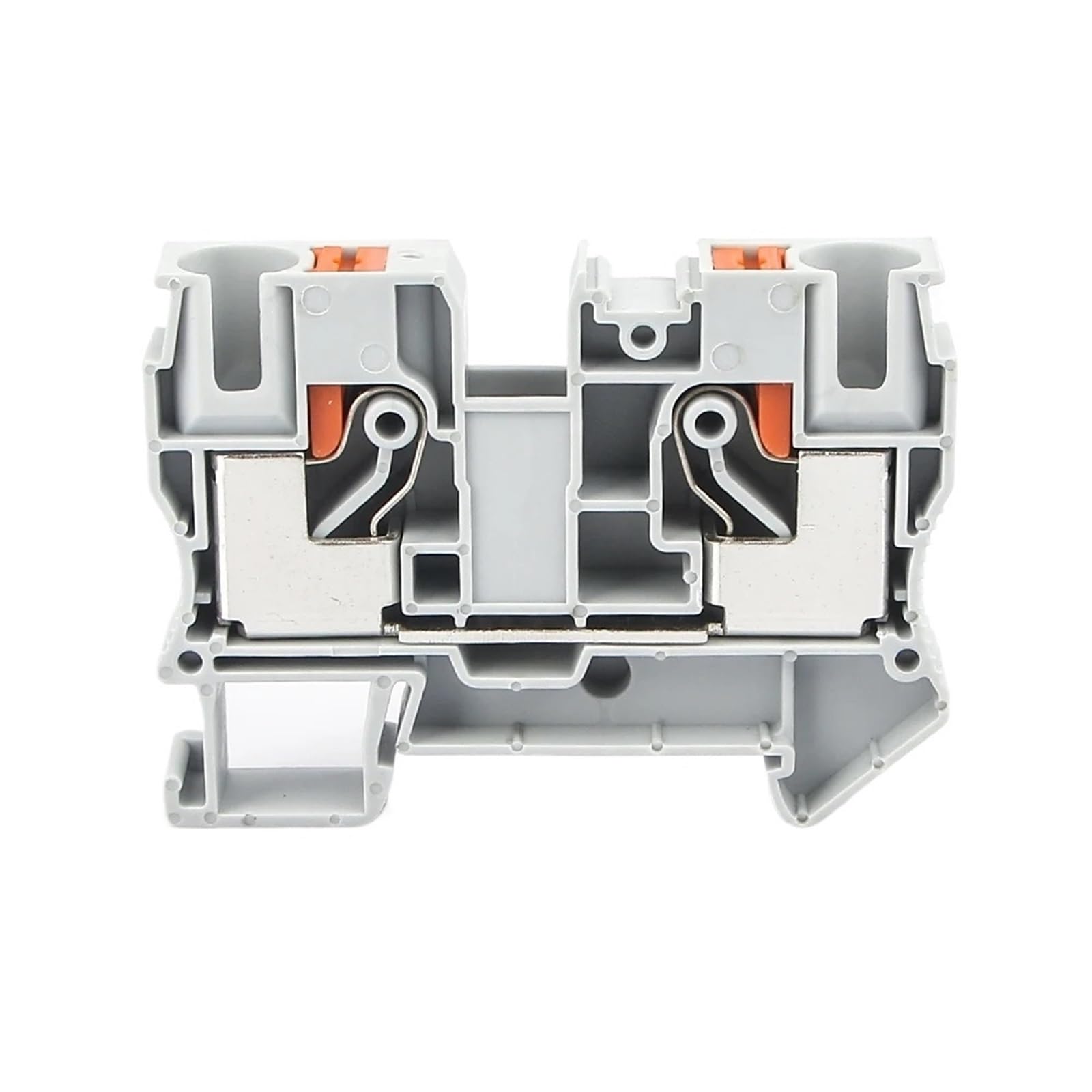 Morsettiera DIN PT-10 da 10 pezzi, 600 V, 24 A, con connettore a molla a pressione for cablaggio industriale, passante, senza viti, PA66(Gray)