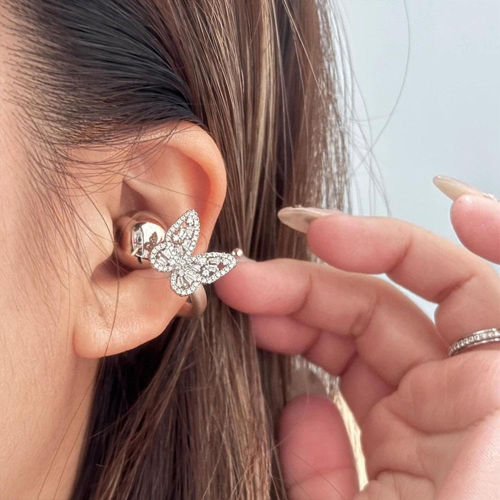 Auriculares de clip para joyería, auriculares inalámbricos Bluetooth, con lazo de mariposa y aret para mujer