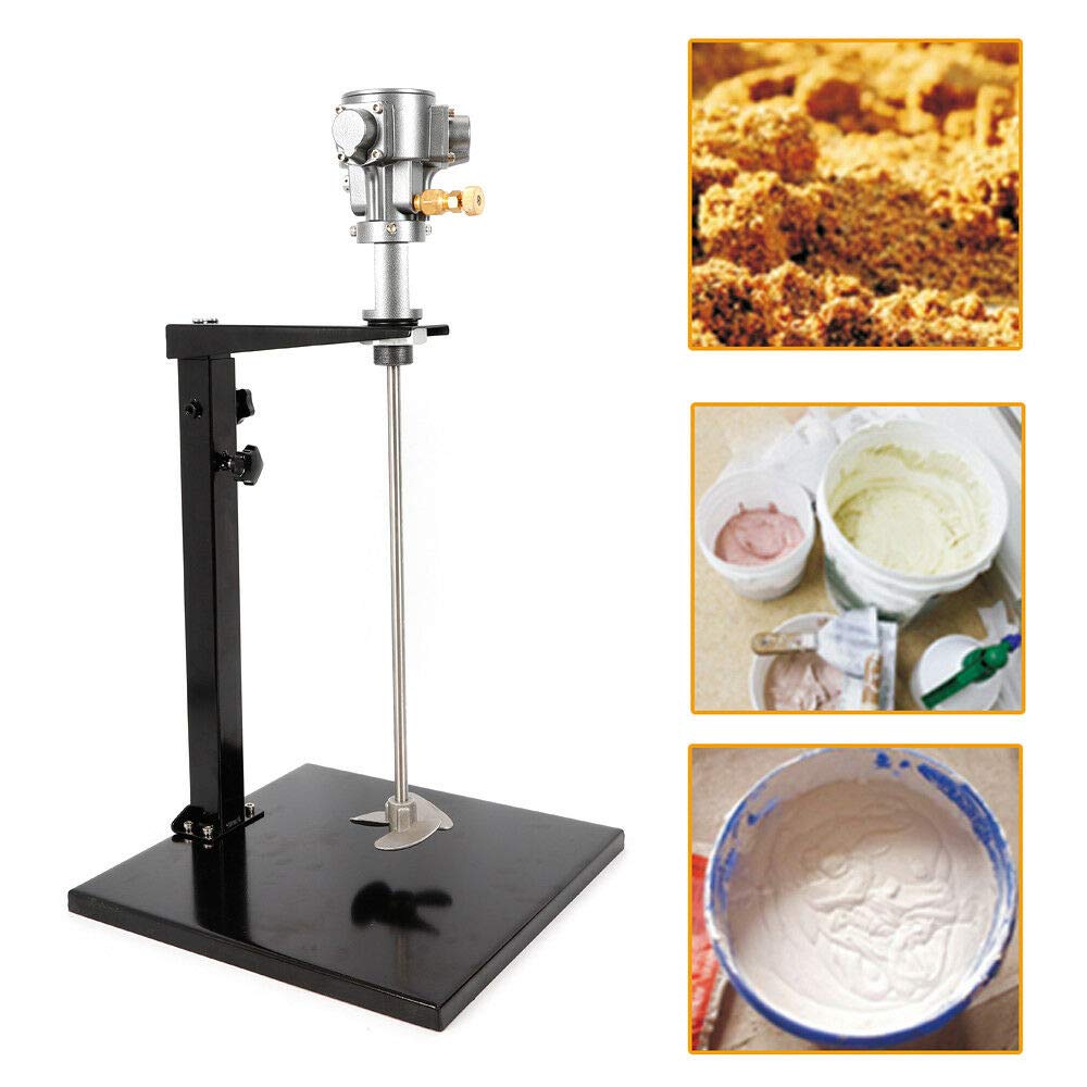 5 Gallons Pneumatic Mixer, 1/4 HP 20L Tank Stainless Steel Blade Stirrer Agitator Mixing Tool Hand-held Viscous Liquid Ink Dye Blender Disperser with Adjusted Stand