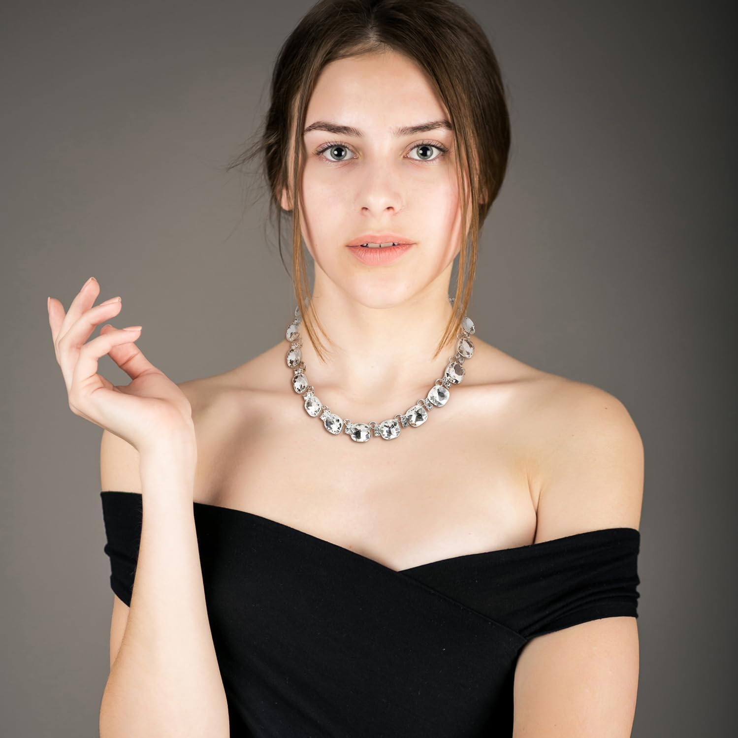 Crystal Statement Necklace Glass Crystal Collar Choker Necklace for Women Bridal Necklace Costume Jewelry Necklaces for Women - Image 9