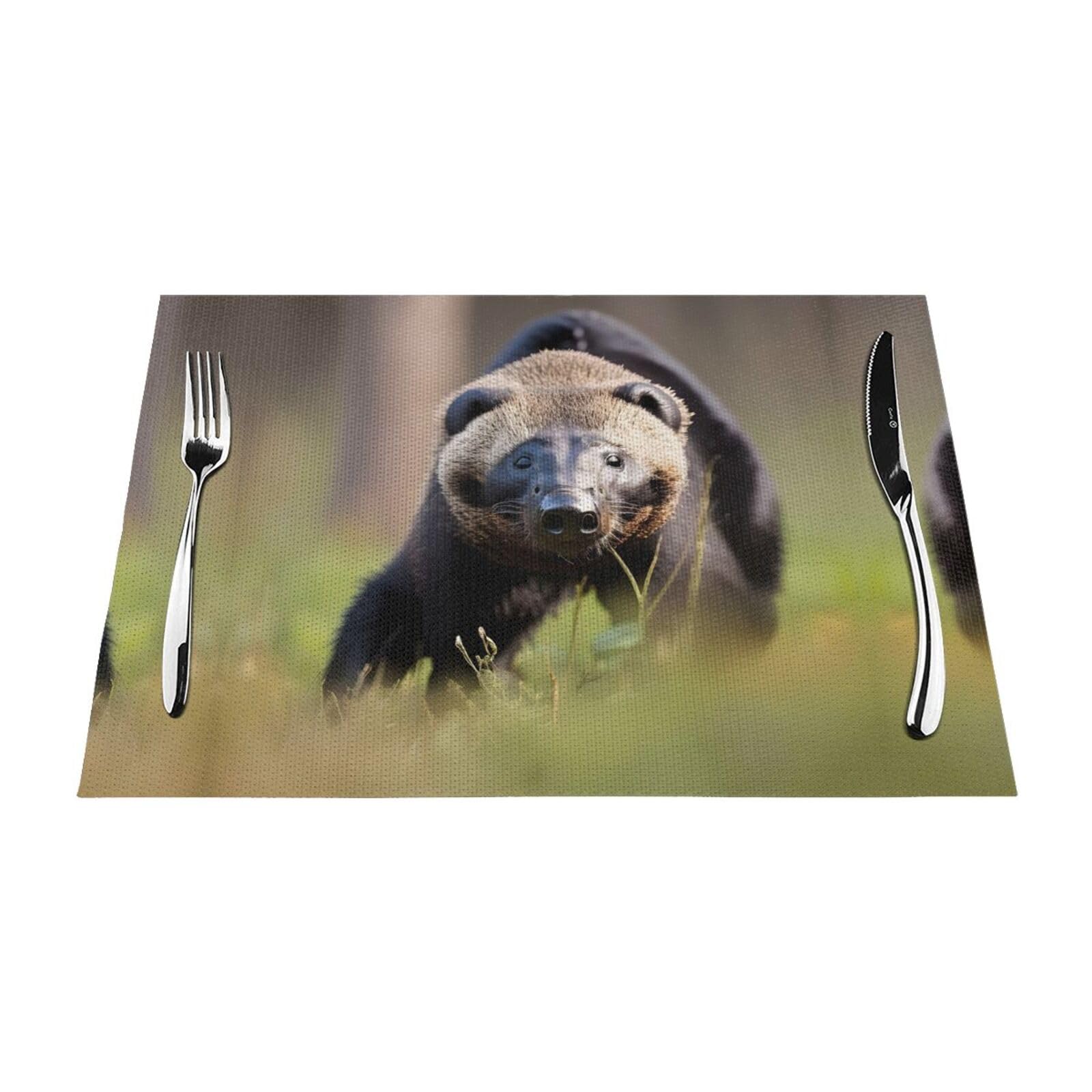 Sets de table lavables imprimé blaireau miel pour repas en famille