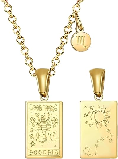 18k Gold Plated Stainless Steel Zodiac Sign Necklaces Astrology Gifts for Women Constellation Pendant Jewelry