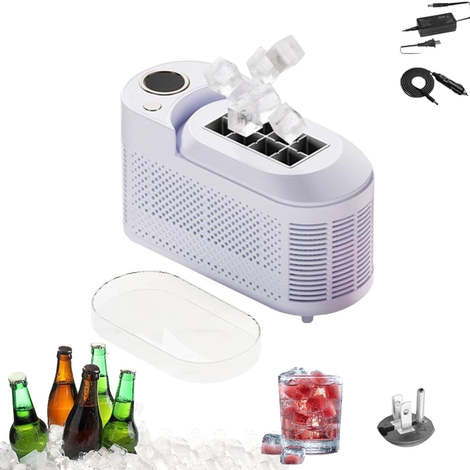 Máquina portátil para hacer hielo en encimera, mini máquina para hacer hielo compacta, 8 cubos en 10-15 minutos, compatibilidad con automóvil de 12 V, para oficina(Fragrant Taro Purple)