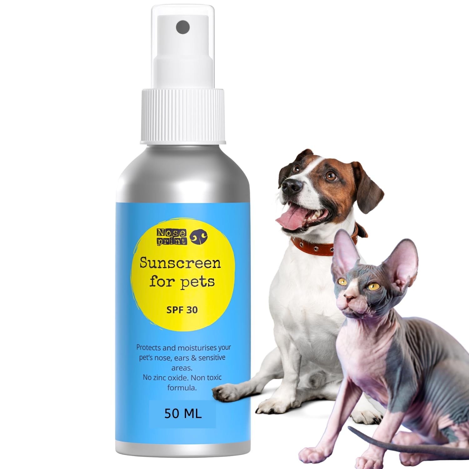 Noseprint SPF 30 Pet Sunscreen Lotion Bottle Sun Protection For Pets 50 ML, white