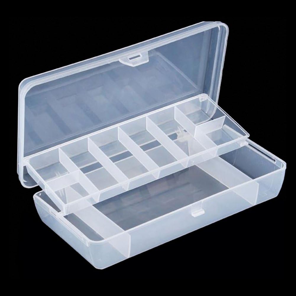 Yosoo Caja de cebo de pesca de 7.9 x 3.9 x 1.6 in, plástico visible, transparente, anzuelo, anzuelos, accesorios de pesca, caja de almacenamiento (2