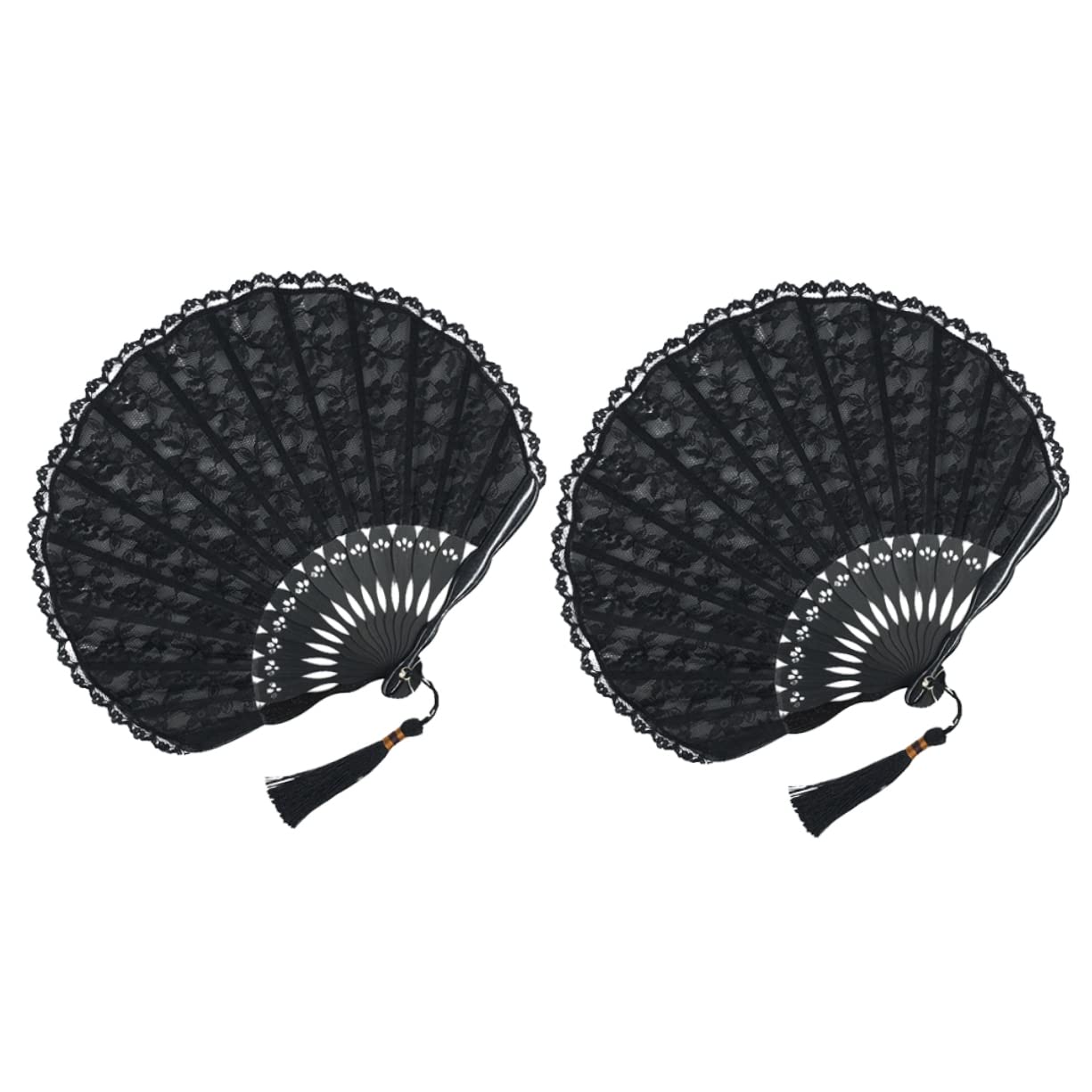 STOBAZA 4stücke Handgefertigte Retro Fächer Spitze Design Faltbare Japanische Stil Handventilatoren Für Damen Hochzeits Und Partysouvenirs Schwarze Oberfläche Mit Spitzenverzierung