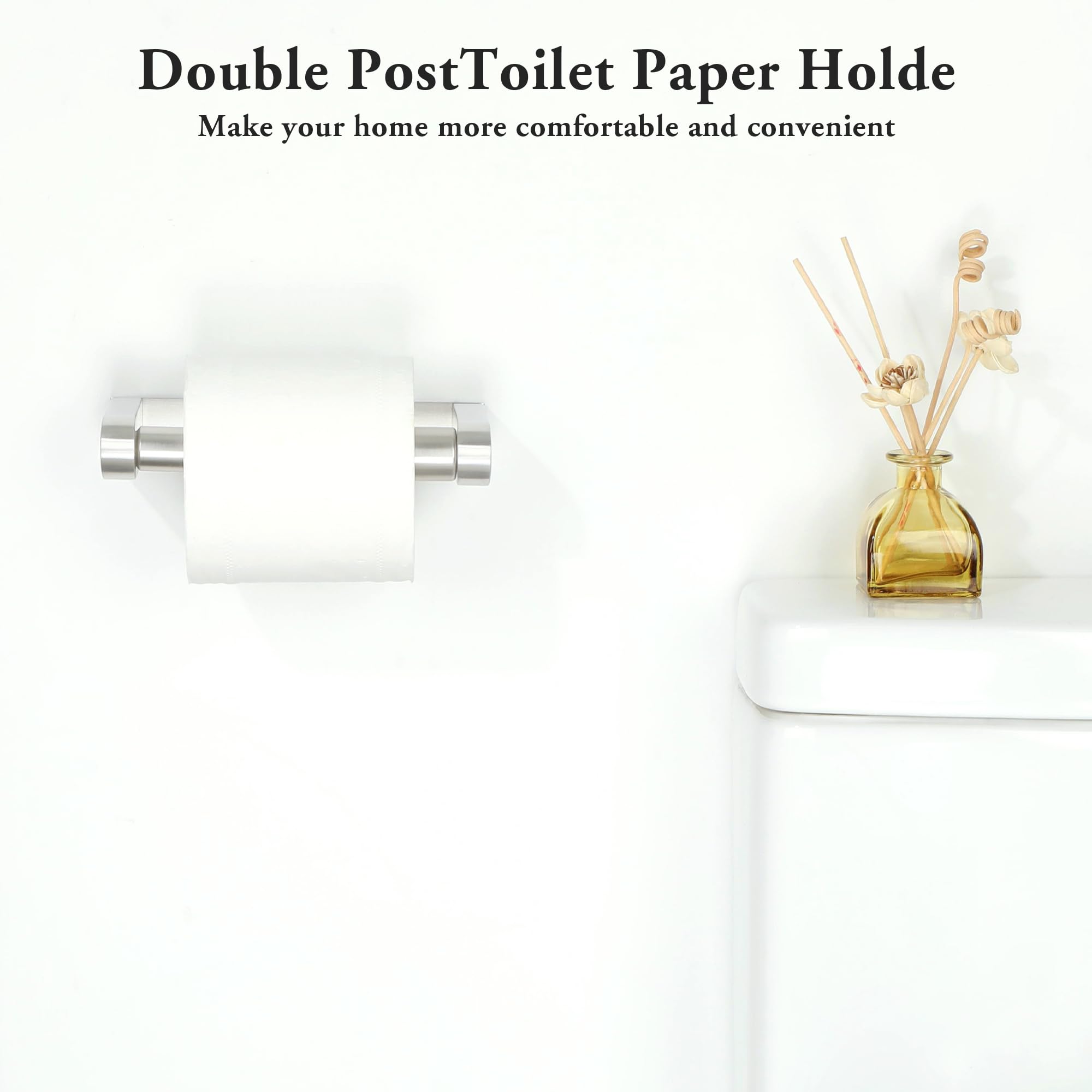 Toiletpapierhouder zonder boren, zelfklevende houten wc-rolhouder