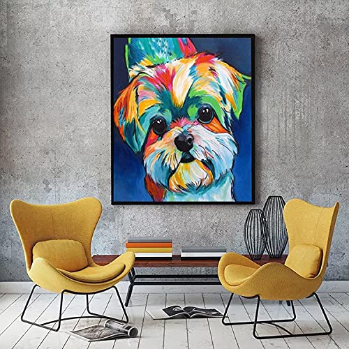 Diamond Painting chien XXL pour salon | Grand kit de broderie diamant strass 5D DIY 70x140cm
