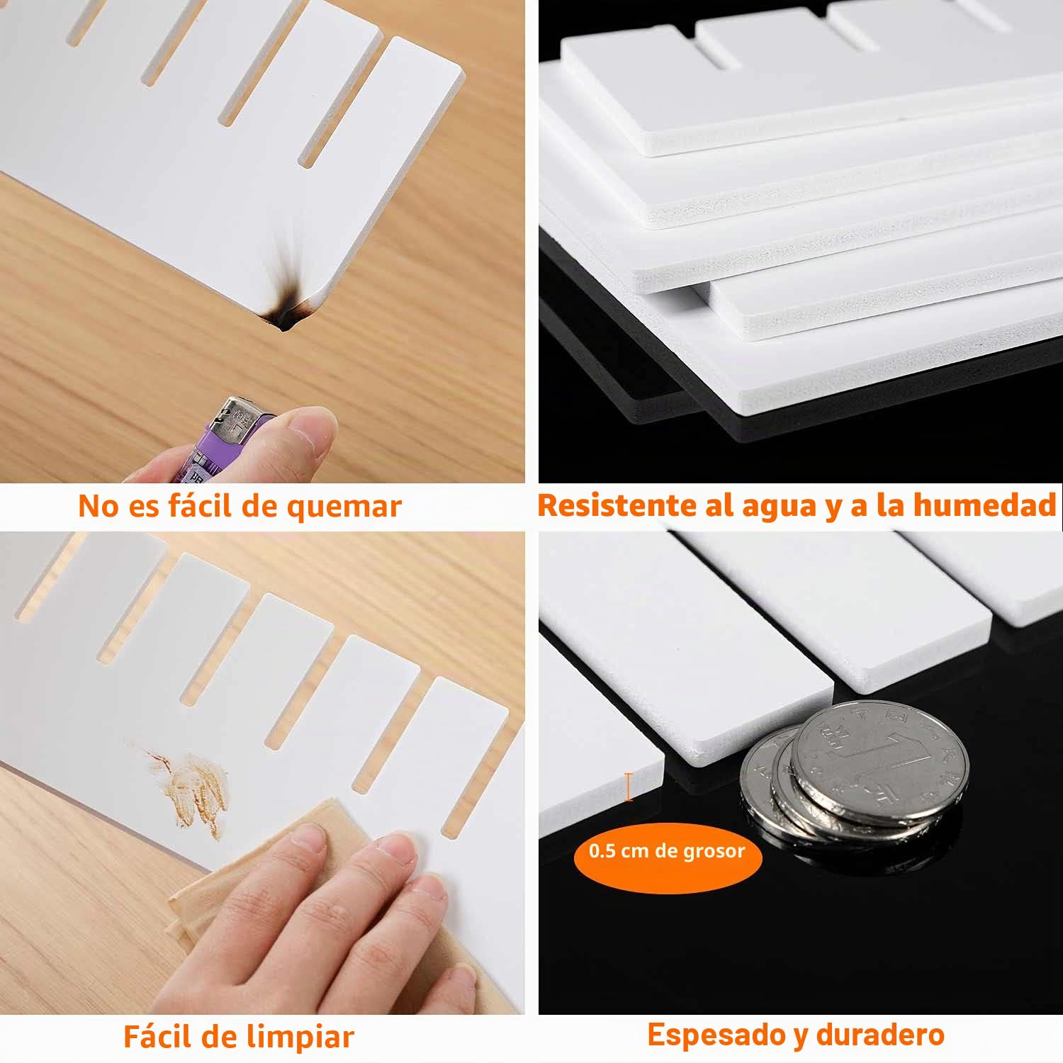 12 Piezas Separadores de Cajones, 43 x 7 cm, Gruesos, Organizadores Modulares de PVC, Separadores DIY Ajustables para Cajones, Ropa, Dormitorio, Baño, Cocina, Escritorio, Oficina, Blanco
