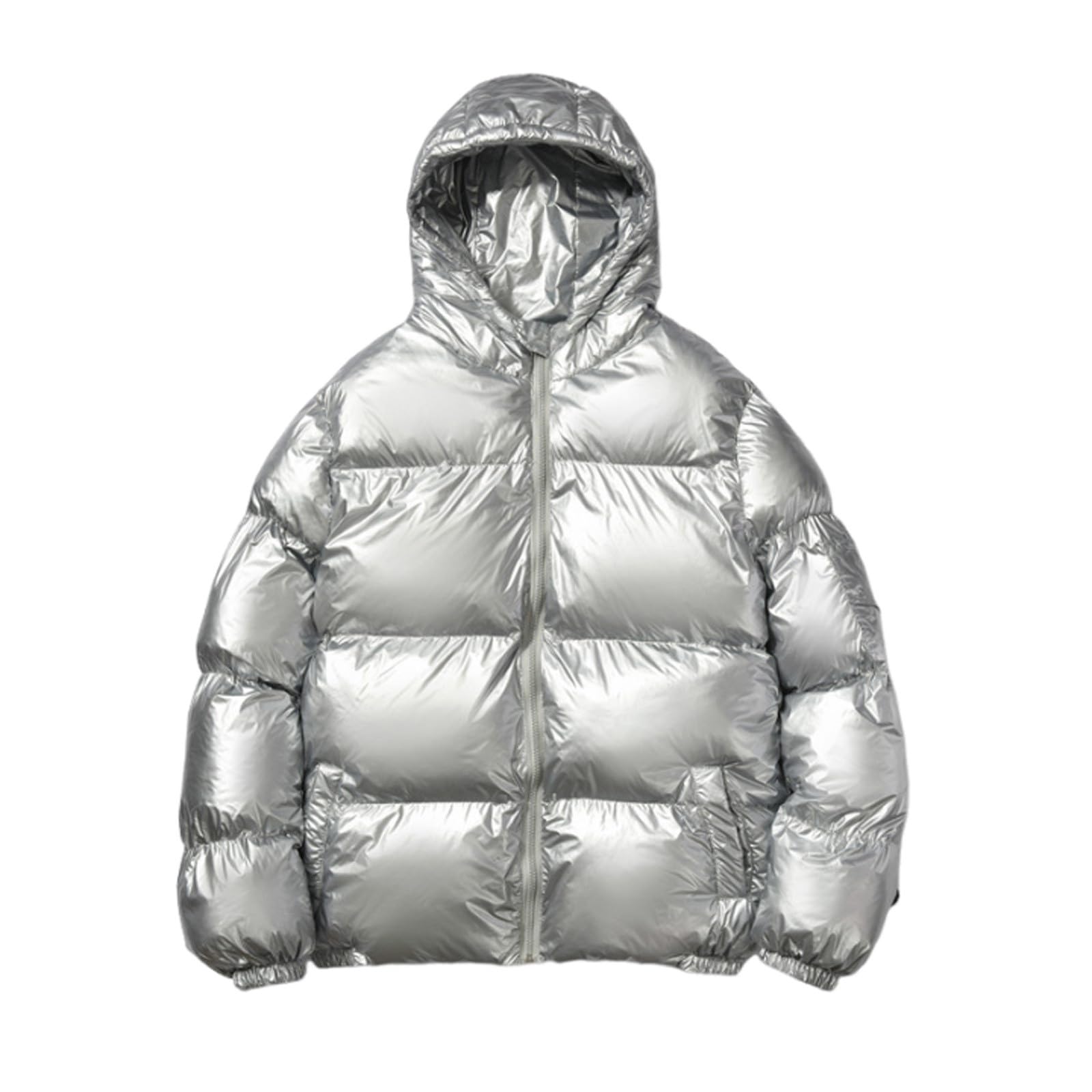 Daunenjacke Herren Steppjacke mit Kapuze Einfarbig Glänzend Puffer Jacke Warme Winterjacke Outdoor Jacken Warm Freizeitjacke Pufferjacke Skijacke mit Reissverschluss Kapuzenjacke Herrenjacken