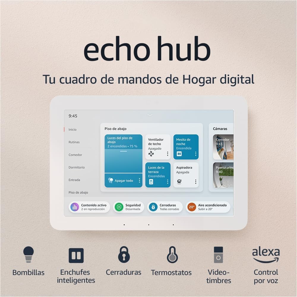 Echo Hub | Cuadro de mandos de Hogar digital con pantalla de 8" y Alexa | Compatible con miles de dispositivos 1 Echo Hub (Última generación) | Cuadro de mandos de Hogar digital con pantalla de 8