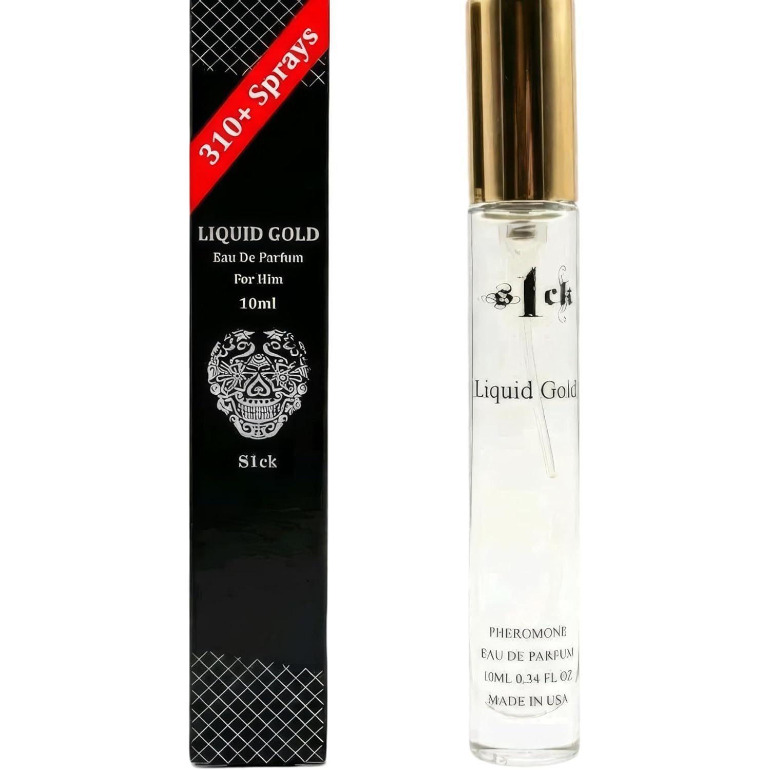 S1CK - Liquid Gold Pheromone-Infused Cologne for Men Raw Pheromones Cologne Men Attraction Lasting Spray USA-Made Bold Strength Scent for Him